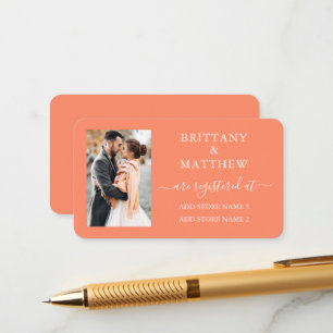 Carte D'accompagnement Calligraphie moderne Mariage photo Registre Coral