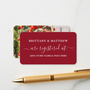 Carte D'accompagnement Calligraphie moderne Mariage Registre photo rouge