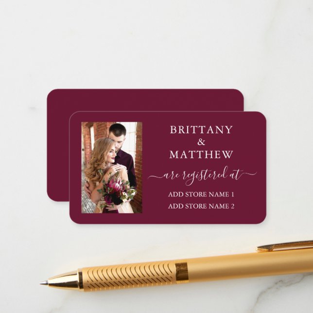 Carte D'accompagnement Calligraphie Moderne Photo Registre De Mariage Bor (Devant/Arrière en situation)