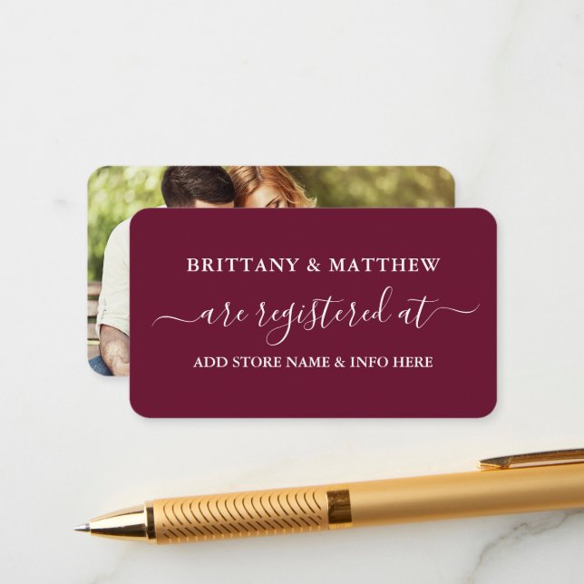 Carte D'accompagnement Calligraphie moderne Registre des Mariages Photo B (Devant/Arrière en situation)