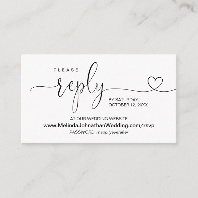 Carte D'accompagnement Calligraphie moderne Site Mariage en ligne RSVP (Devant)