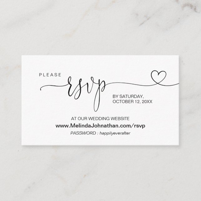 Carte D'accompagnement Calligraphie moderne Site Mariage en ligne RSVP (Devant)