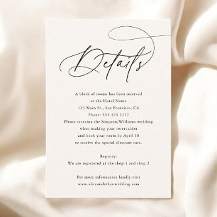 Carte D'accompagnement Calligraphie Monogramme Beige Mariage Détails