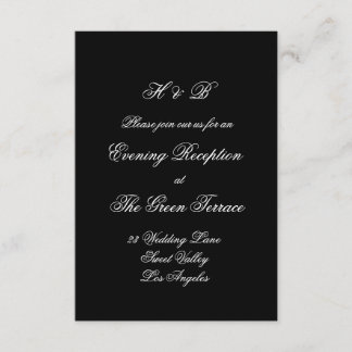 Carte D'accompagnement Calligraphie Monogramme Mariage Formel Noir & Blan