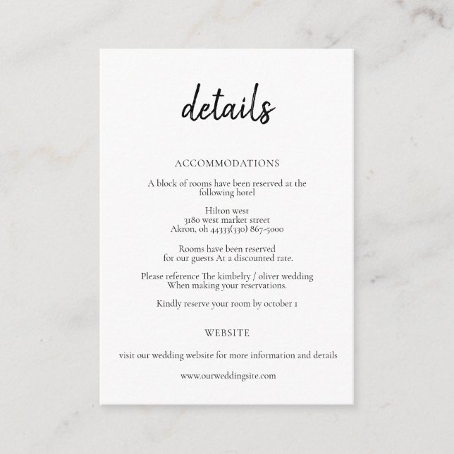 Carte D'accompagnement Calligraphie Noire Et Blanc Simple (Devant)