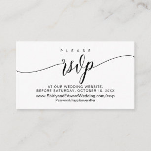 Carte D'accompagnement Calligraphie noire moderne, mariage RSVP