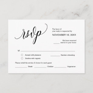 Carte D'accompagnement Calligraphie noire moderne, mariage RSVP