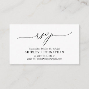 Carte D'accompagnement Calligraphie Noire Simple Moderne, Mariage RSVP