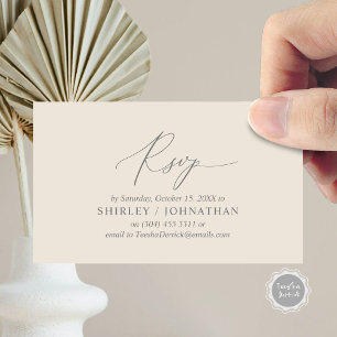 Carte D'accompagnement Calligraphie Noire Simple Moderne, Mariage RSVP