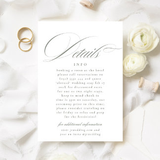 Carte D'accompagnement Calligraphie officielle Gris Vert Mariage Détails