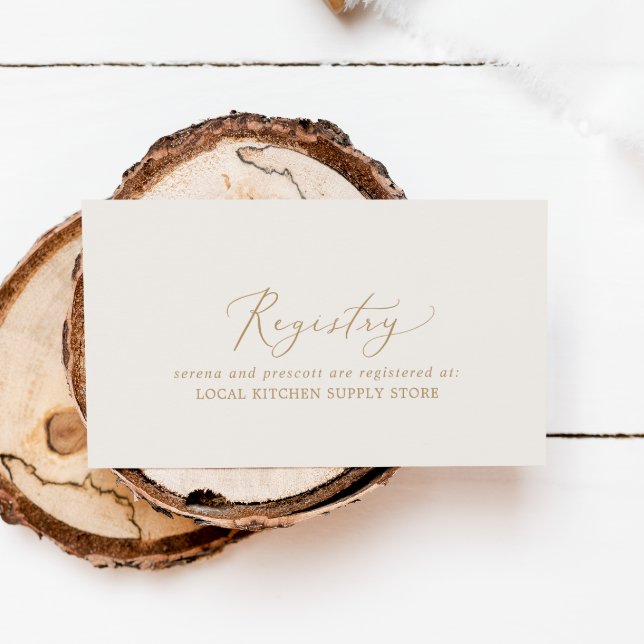 Carte D'accompagnement Calligraphie Or Délicate | Registre des cadeaux de (Créateur téléchargé)