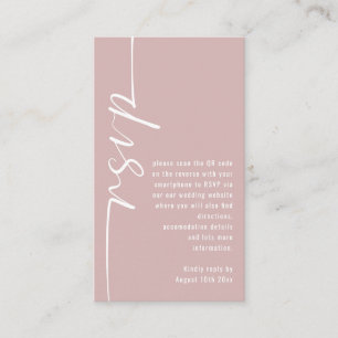 Carte D'accompagnement Calligraphie QR Code Dusty Mariage Rose RSVP