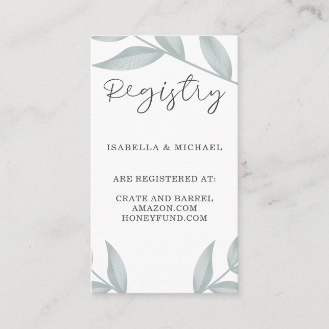 Carte D'accompagnement Calligraphie Registre des cadeaux des Mariages bot (Devant)