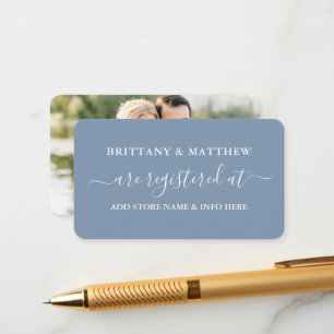 Carte D'accompagnement Calligraphie Registre Mariage Photo Dusty Blue