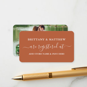 Carte D'accompagnement Calligraphie Registre Mariage Photo Terracotta