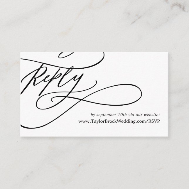 Carte D'accompagnement Calligraphie romantique Fleurir site Mariage RSVP (Devant)