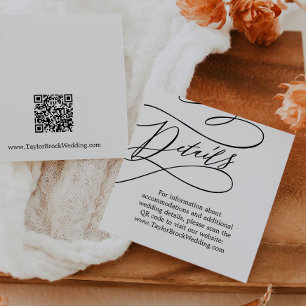 Carte D'accompagnement Calligraphie romantique QR Code Détails du Mariage