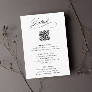 Carte D'accompagnement Calligraphie romantique QR Code Détails du Mariage