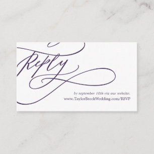 Carte D'accompagnement Calligraphie romantique   Site Mariage violet RSVP