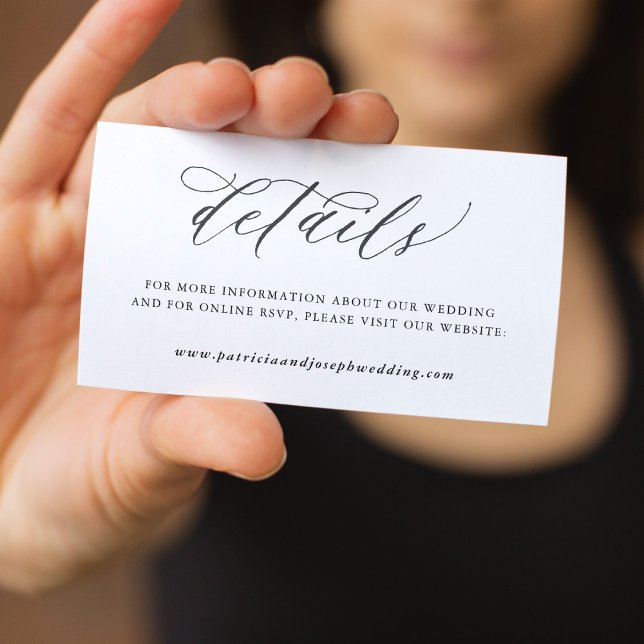 Carte D'accompagnement Calligraphie simple et élégante Détails du mariage (Créateur téléchargé)