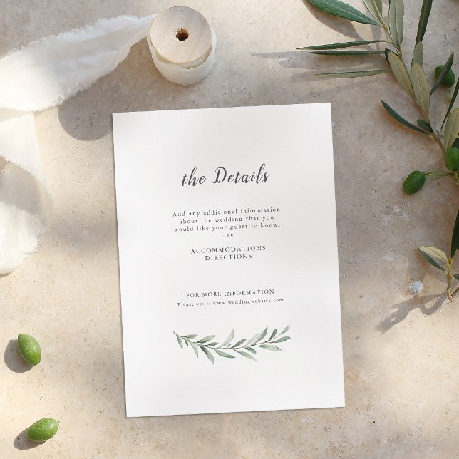 Carte D'accompagnement Calligraphie simple mariage de verdure rustique (Simple calligraphy rustic greenery wedding enclosure card)