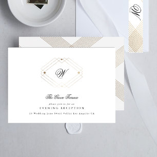 Carte D'accompagnement Calligraphie Typographie Monogramme Mariage Gold D