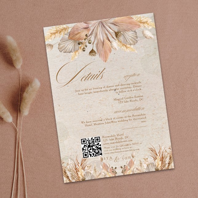 Carte D'accompagnement Calligraphy Fall Boho Script Détails du Mariage (Créateur téléchargé)