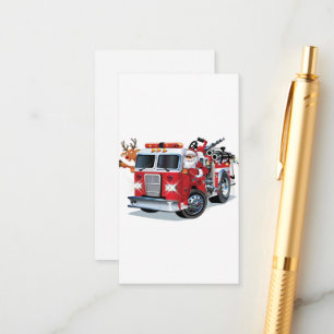 Carte D'accompagnement Camion de feu de Noël de dessin animé