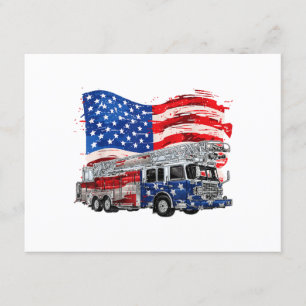 Carte D'accompagnement Camion pompier rétro pompier pompier États-Unis Dr