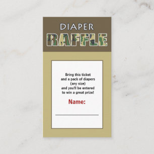 Carte D'accompagnement Camouflage / Camo Thème Diaper Raffle Ticket