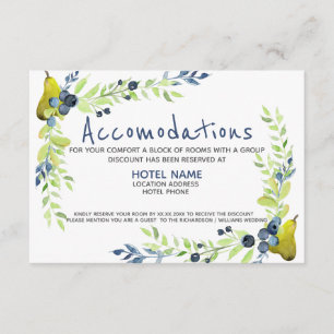 Carte D'accompagnement Campagne bleuet poire d'été Aquarelle Florale