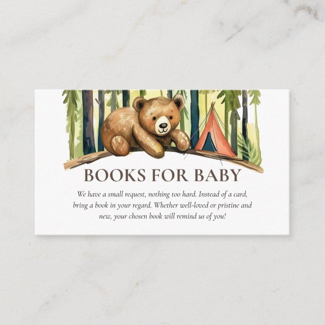 Carte D'accompagnement Camping Forest Watercolor Baby showers Livres (Devant)