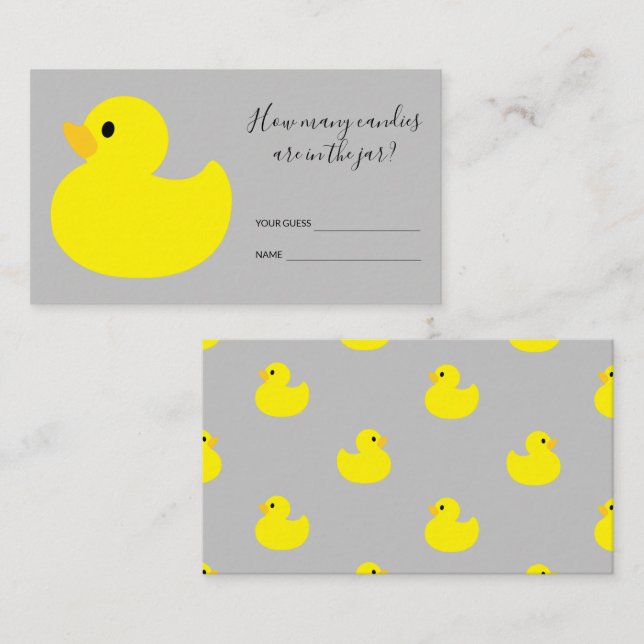 Carte D'accompagnement Canard en caoutchouc jaune Combien de bonbons y a- (Devant / Derrière)