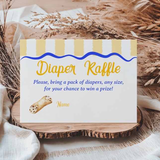 Carte D'accompagnement Cannoli Yellow Blue Italian Baby Shower Diaper (Créateur téléchargé)