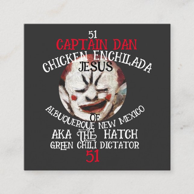 CARTE D'ACCOMPAGNEMENT CAPITAINE DAN CHICKEN ENCHILADA JESUS ALBUQUERQUE  (Devant)