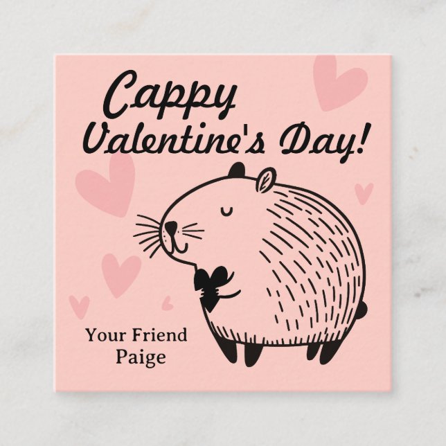 Carte D'accompagnement Cappy Valentine's Day | Capybara Valentine  (Devant)