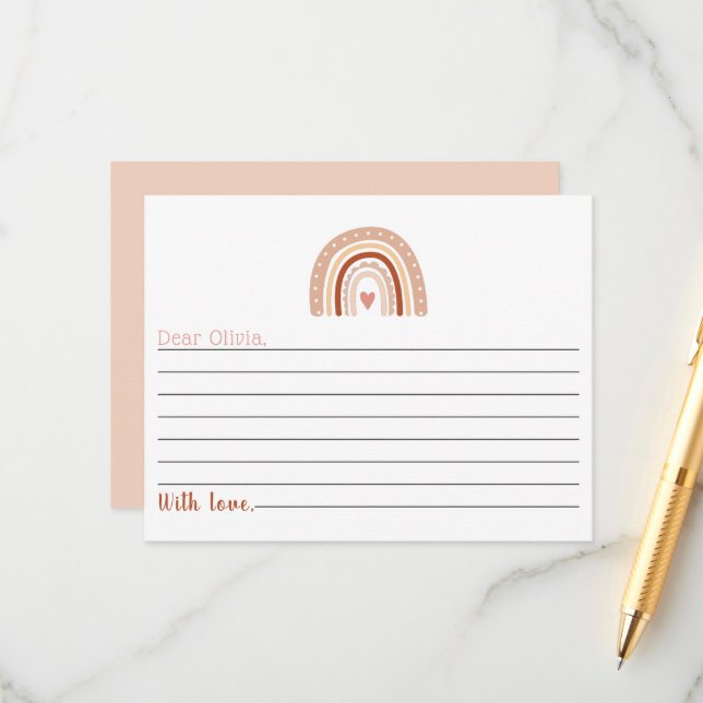 Carte D'accompagnement Capsule Temporelle Anniversaire 1 An Thème Bohème  (Devant/Arrière en situation)