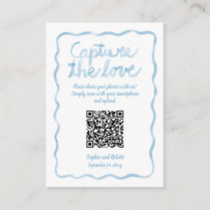 Carte D'accompagnement Capture Partager Photos QR Code Vague Cadre bleu