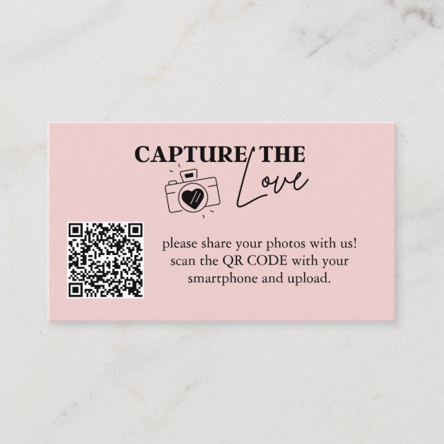 Carte D'accompagnement Capture personnalisée Le Mariage d'amour Qr Code r (Devant)