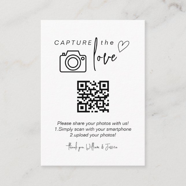 Carte D'accompagnement Capturez le code QR d'amour, Signes photo Mariages (Devant)