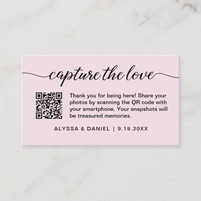 Carte D'accompagnement Capturez le code QR de l'amour photo de mariage pa (Devant)