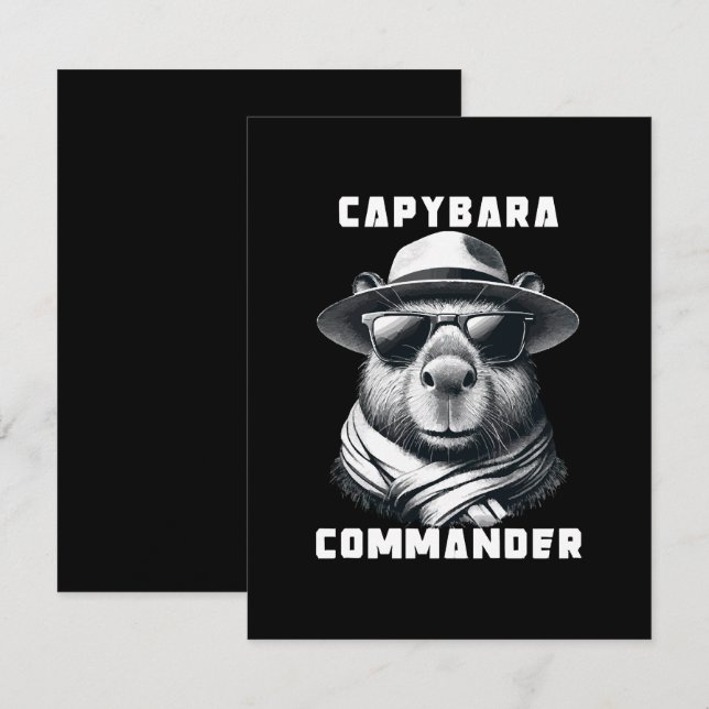 Carte D'accompagnement Capybara avec lunettes de soleil Capy Commander (Devant / Derrière)