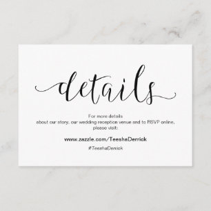 Carte D'accompagnement Caractère noir rustique, détails Mariage, RSVP