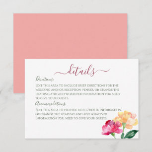 Carte D'accompagnement Carnations & Forget Me Nots Détails du Mariage