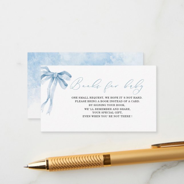 Carte D'accompagnement Carnets de baby shower bleu d'arc d'aquarelle pour (Devant/Arrière en situation)