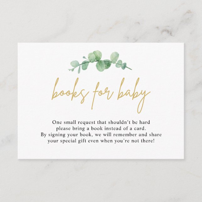 Carte D'accompagnement Carnets Eucalyptus Aquarelle pour Baby Insert Card (Devant)