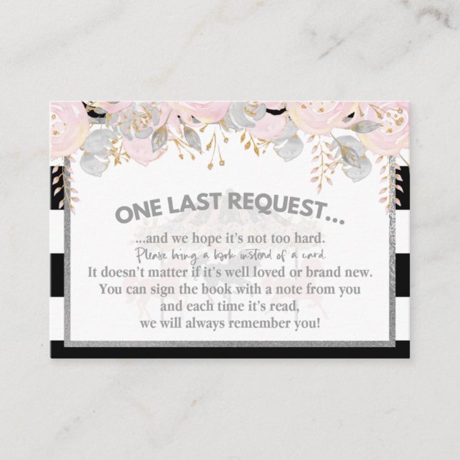 Carte D'accompagnement Carousel livres d'argent rose pour bébé (Devant)