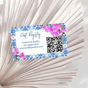 Carte D'accompagnement Carreaux bleus Bougainvillea qr registre des cadea