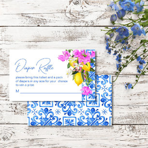 Carte D'accompagnement Carreaux bleus Citrons Bougainvilliers tombole de 