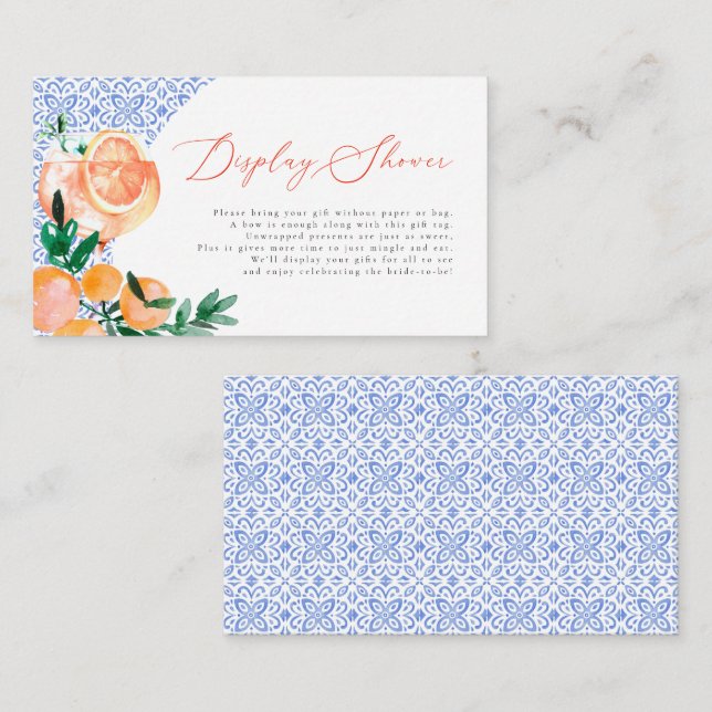 Carte D'accompagnement Carrelage Bleu Italien Positano Orange douche à éc (Devant / Derrière)